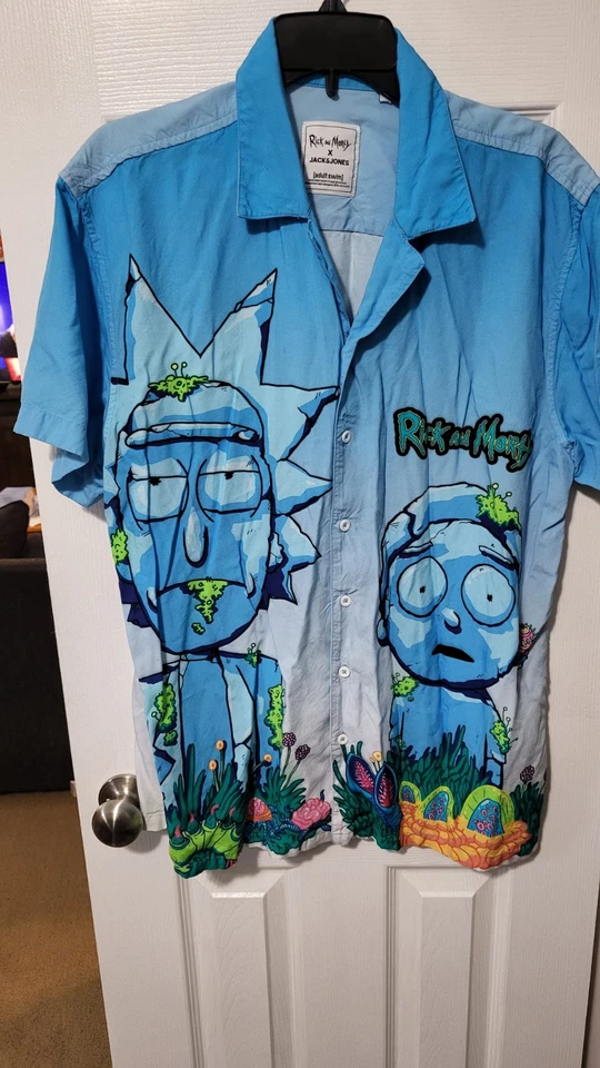 Rick And Morty Graphic Button Down Shirt  XL Jack And Jones Adult Swim - Image 1 of 4