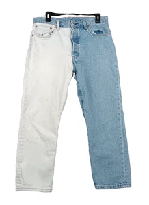 Jeans Levi's 501 XX Denim Azul Dos Tonos Blanco Azul Rojo Pestaña Años 90 Y2K 32x26 - Imagen 1 de 11