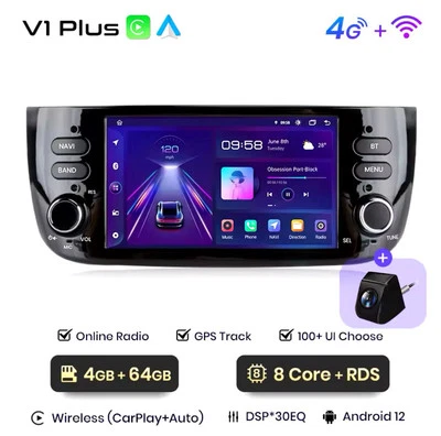 Autoradio FIAT punto evo Carplay-Android Auto Wireless 4G+64GB 4G+WIFI + Retro. - Immagine 1 di 4