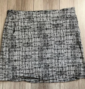 Zac & Rachel Woman Skort 18W Black White Print Skirt Over Shorts Stretch - Picture 1 of 5