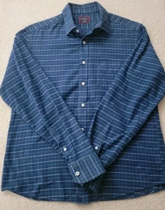 Men UNTUCKit Balar Plaid 100% Cotton Blue Button Up Flannel Shirt Size Medium - Picture 1 of 4