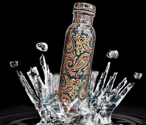 100% Pure Copper Water Bottle Handmade For Health Benefits Fast Delivery - Picture 1 of 4