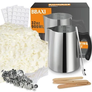 Candle Making Kit - 32oz Pouring Pot, 16oz Soy Wax, Wooden Wick Holders, Cand... - Picture 1 of 8