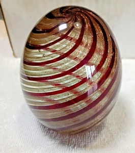 Glass paperweight Brown / Gold glitter swirl vintage desk decoration - Picture 1 of 4