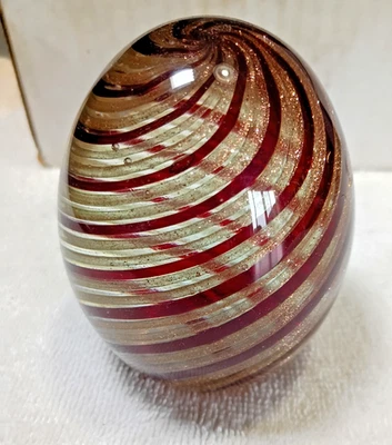 Glass paperweight Brown / Gold glitter swirl  vintage desk decoration - Image 1 of 4