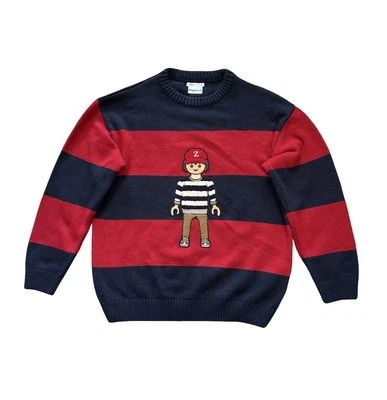 Zara Playmobil Red Blue Striped Crewneck Sweater Knit Long Sleeve Size XL - Image 1 of 4