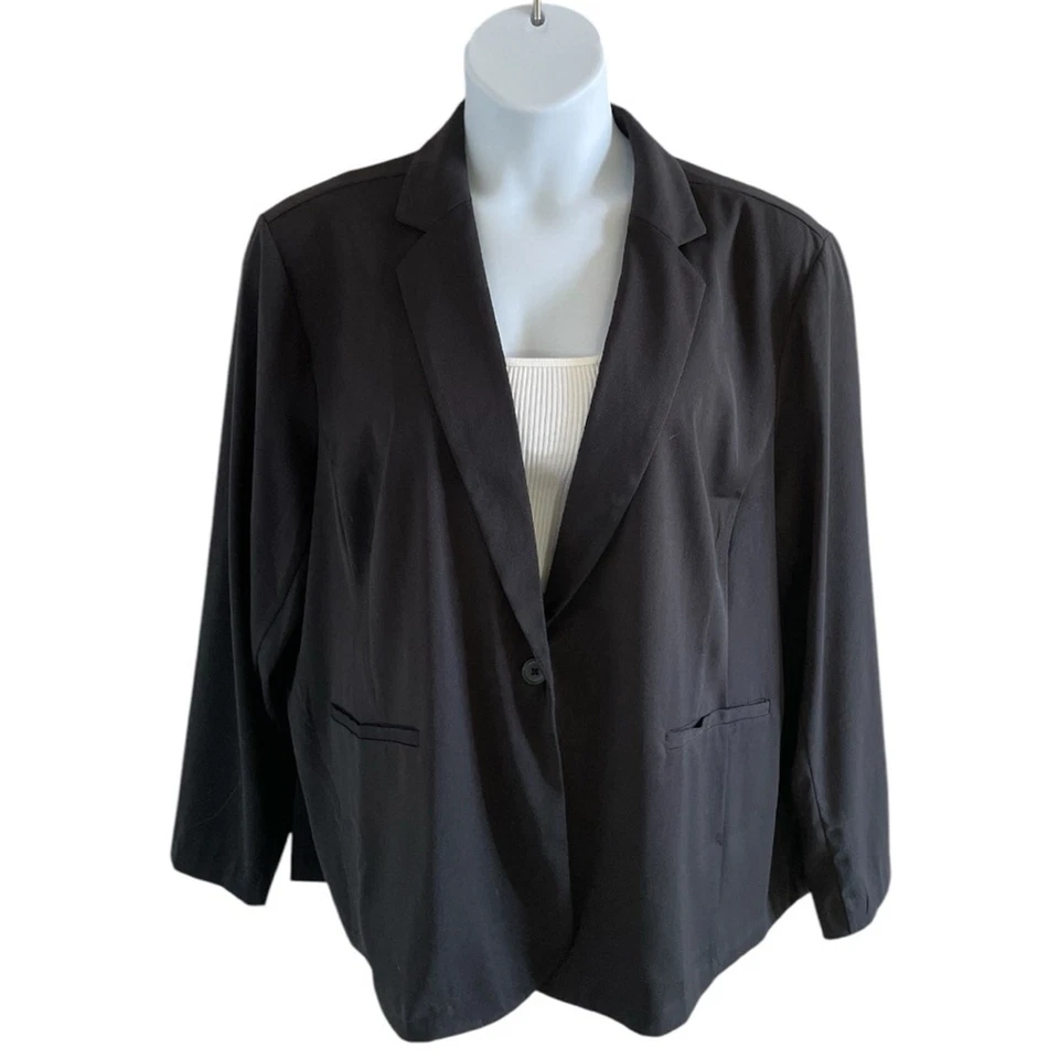 Maurices Womens Blazer Jacket  Notched Lapel Size 3X Black Career Minimalist - Image 1 of 4