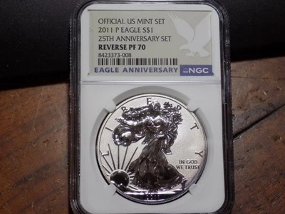 Juego 25 aniversario American Silver Eagle 2011-P - NGC - REVERSO PF70 - ¡GUAU! Foto 1 de 2