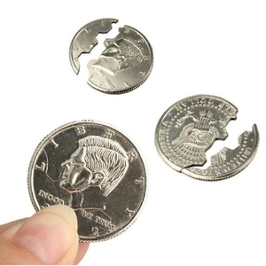 Creative Mouth Close-Up Magic Bite Out Quarter Magic Trick & Restored Half - Picture 1 of 10