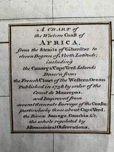 West Africa coast Morocco Sanhaga Mandinga Canary islands 1751 Kitchin map - Picture 1 of 8