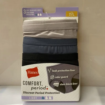 Hanes Womens Fresh and Dry Leak Protection Liner Brief 3-Pack Size 7 / L - Image 1 of 4