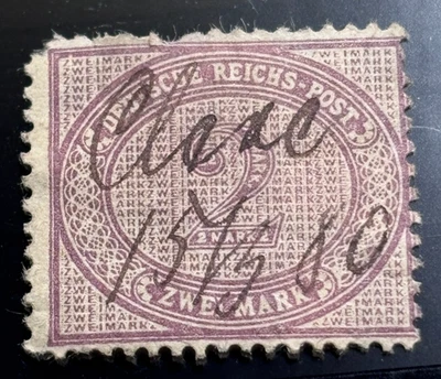 GERMANY stamp Empire 1899 Numeral 2Mk / Mi 37f / PENCIL , thin / 4T370 - Image 1 of 3