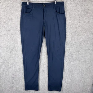 Pantalones Johnnie-O Prep-Formance 35x32 Azul Marino Elastizados Golf 5 Bolsillos Cross Country - Imagen 1 de 9