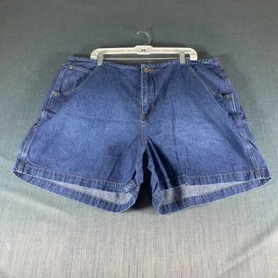 Shorts jeans feminino Venezia tamanho 24 azul cintura alta ajuste relaxado 100% algodão - Imagem 1 de 4