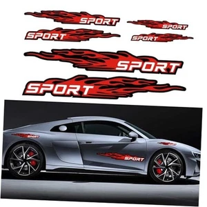 6Pcs Sport Flame Graphics Car Body Side Stickers Flame Racing Sports Red - Picture 1 of 8