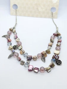 Rosa doppellagige Perlen Statement Halskette von M&S - Bild 1 von 5