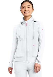 Med Couture Damen Scrubs 4 Taschen Reißverschluss vorne Weste MC500 WHT weiß kostenloser Versand - Bild 1 von 6