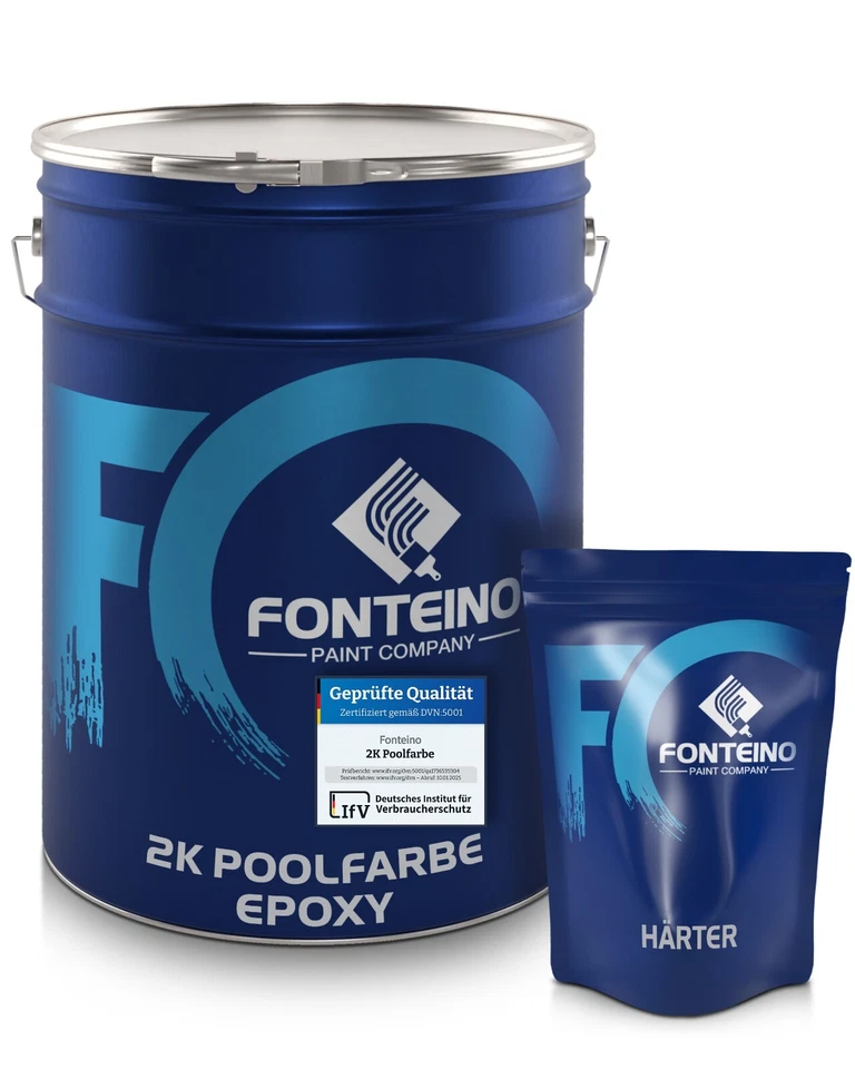 2K Poolfarbe Schwimmbadfarbe Poolbeschichtung Farbe Fonteino 2,5 -20kg