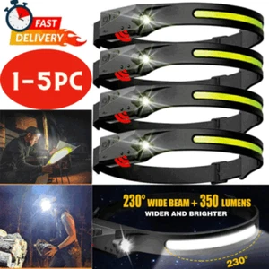 Waterproof COB Headlamp Night Buddy LED Motion Sensor Head Torch Headlight JC - Picture 1 of 10