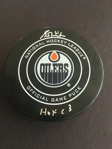 GRANT FUHR AUTOGRAPHED EDMONTON OILERS GAME PUCK J.S.A. AUTHENTICATED - Picture 1 of 4