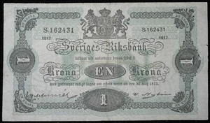 1917 - SCHWEDEN - 1 Krone Banknote - Bild 1 von 2