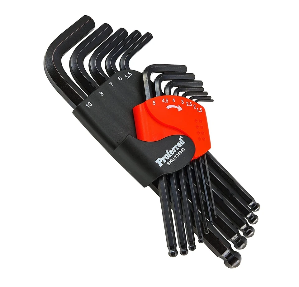 Long Arm Ball Point Hex Key Set 12 Piece Metric 1.5mm - 10mm, Proferred T35005 - Image 1 of 1