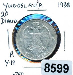 YUGOSLAVIA - 1938 - 20 DINARA - SILVER - #8599 - Picture 1 of 2