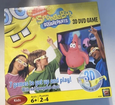 2009-Spongebob Squarepants 3D DVD Game Brand NEW SEALED has 4 Pairs of 3D Glasse - Image 1 of 2