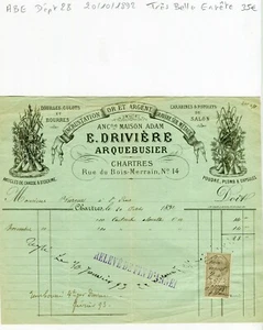 Dépt 28 - Chartres 14 Rue du Bois Merrain - Très Belle Entête Arquebusier  1892 - Picture 1 of 1