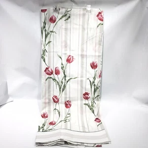 Springmaid Double Full Flat Sheet Red Tulips Stripe NWOT Cotton Blend Wondercale - Picture 1 of 9