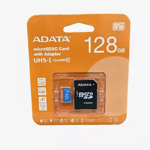 ADATA Premier 128GB MicroSDHC/SDXC UHS-I Class 10 V10 A1 Memory Card with Adapte - Picture 1 of 5