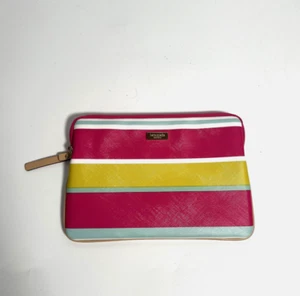 Kate Spade New York iPad Mini Pouch Case Pink Blue Padded Zipper Striped 8x5.5 - Picture 1 of 12