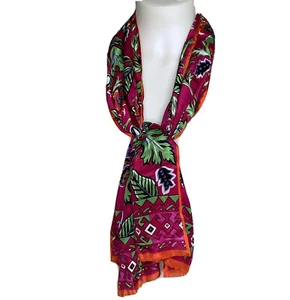 VTG Adrienne Vittadini Multi Colored Floral Pattern Oblong Silk Scarf 51.5" L - Picture 1 of 5