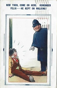 BAMFORTH COMIC POSTCARD NO 1817 POLICEMAN AND THE DRUNK - REMEMBER FELIX 1924 - Picture 1 of 2