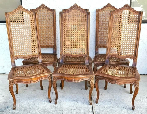 (6) Mid Century French Wingback Cane Dining Chairs by MARIANO GARCIA of Spain Cover