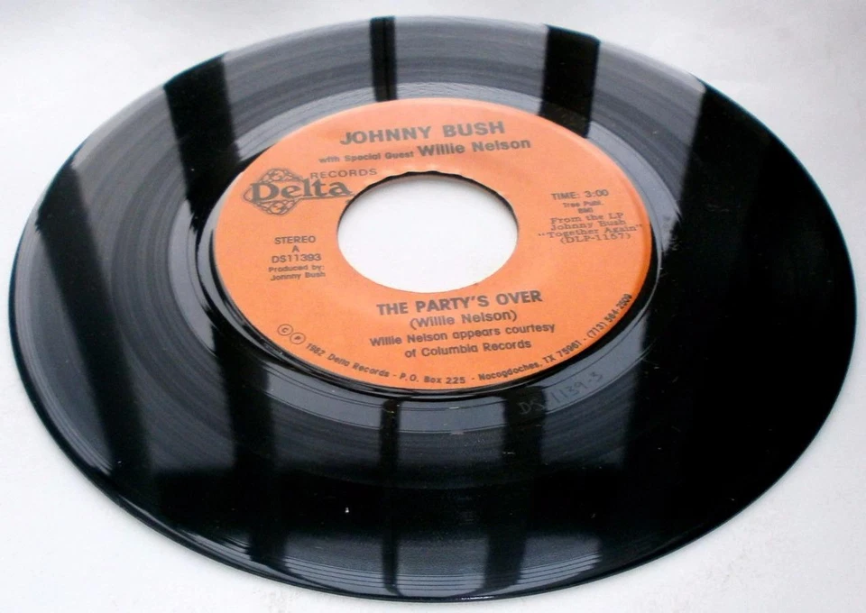 Johnny Bush with Willie Nelson The Party's Over 1982 Delta 11393 45rpm New NM - Image 1 of 1