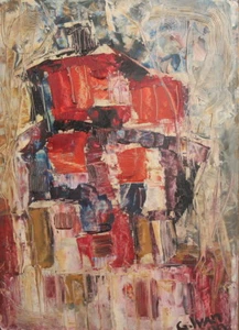 European contemporary 1990 expressionist oil painting signed  - Picture 1 of 10