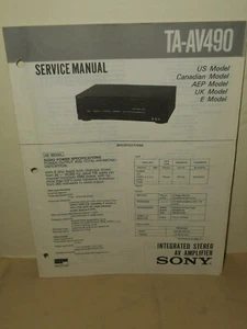 SONY TA-AV490 Service Repair Manual Schematics & Parts List USA & CANADA Models - Picture 1 of 12