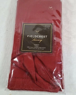 Fieldcrest Luxury 100% Linen Napkins 22x22 Burgundy 2005 - Image 1 of 4