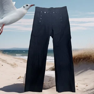 Vintage Seafarer Seagoing Uniform NY US Navy Wool Pants 27 Waist 30 Inseam black - Picture 1 of 2