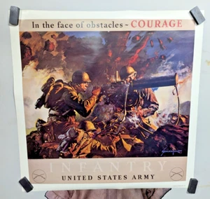 U.S. Army Infantry War Dept. Poster 22X22 "Courage" by Schlaikjer PB1 - Picture 1 of 6
