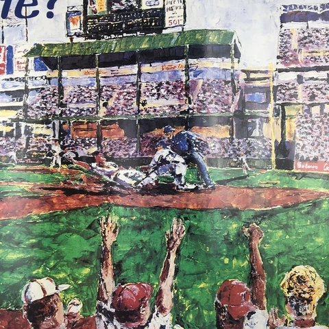 Vintage 1990s Is He Safe? Poster Opie Otterstad Ballpark In Arlington Baseball Cover