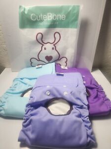 CuteBone Reusable Dog Diapers Female 3 Pack Washable Small Pants for Doggie Heat