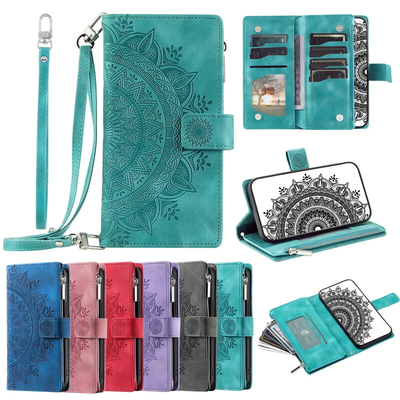 Crossbody Wallet Case Zip Card Flip Cover for iPhone 16e/15/14/13/12/11 XR SE 8 - Image 1 of 4