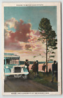 Postcard Vintage Greyhound Bus Stopping Along The Route To Watch The Clouds