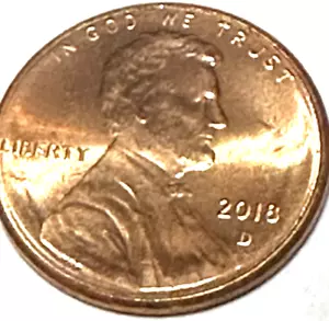2018-D LINCOLN SHIELD ERROR CENT OBVERSE OFF CENTER AU - Picture 1 of 6