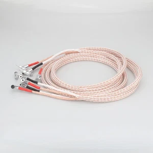 Pair HiFi 7N OCC Copper Audiophile Speaker Cable with Right Angled Banana Plugs - Picture 1 of 6