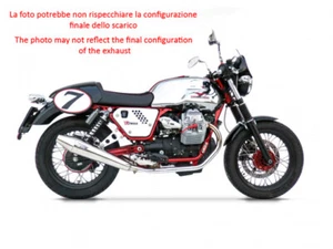 DOUBLE EXHAUST ZARD STEEL-STEEL BLACK RACING MOTO GUZZI V7 CAFE' RACER - Picture 1 of 4