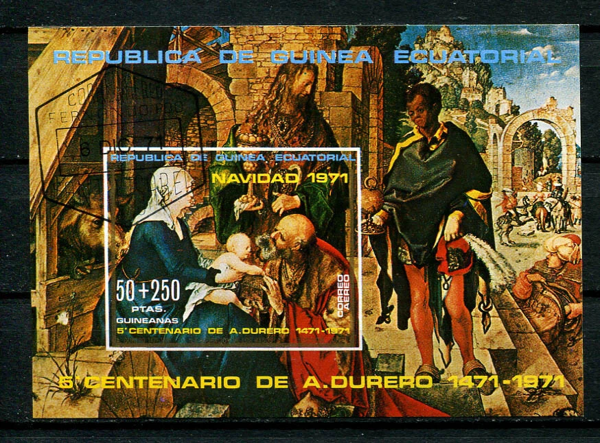 Guinea Ecuatorial: Hermosa hoja de recuerdo navidad de 1971 - CTO Foto 1 de 1