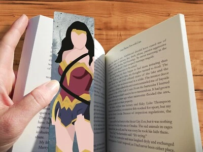 THE GEEK MONKEY DC Wonder Woman Bookmark Gift Handmade Minimalist Style Original Superhero Art